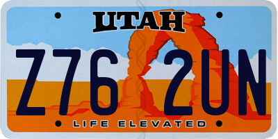 UT license plate Z762UN