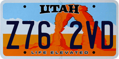 UT license plate Z762VD