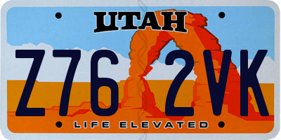 UT license plate Z762VK