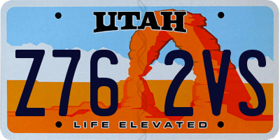 UT license plate Z762VS