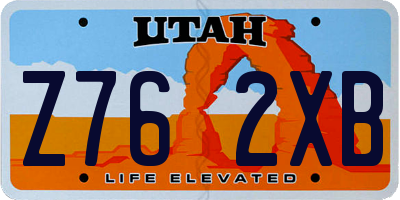 UT license plate Z762XB