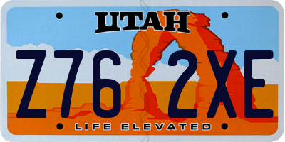 UT license plate Z762XE