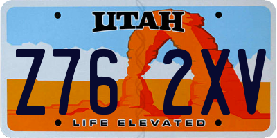 UT license plate Z762XV