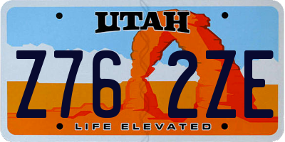 UT license plate Z762ZE