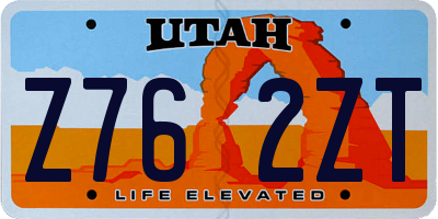 UT license plate Z762ZT