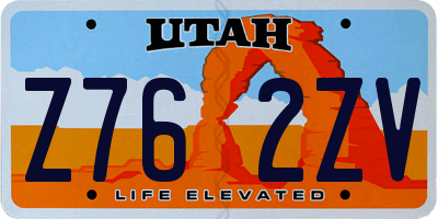 UT license plate Z762ZV