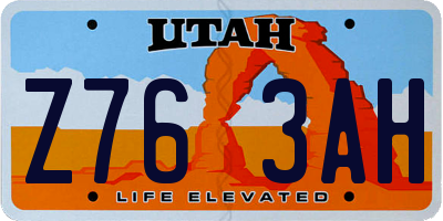 UT license plate Z763AH