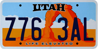 UT license plate Z763AL