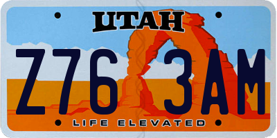 UT license plate Z763AM