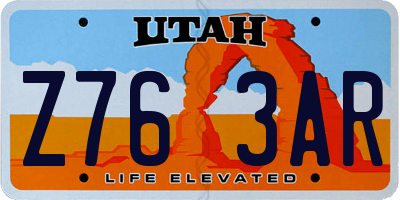 UT license plate Z763AR