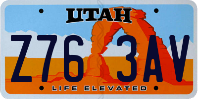 UT license plate Z763AV