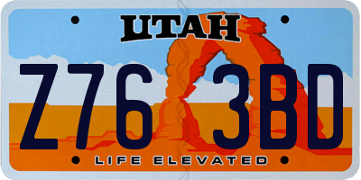 UT license plate Z763BD