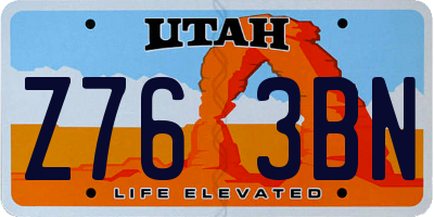 UT license plate Z763BN