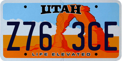 UT license plate Z763CE