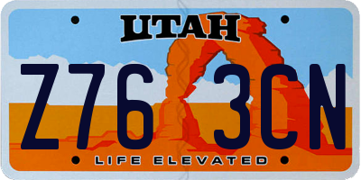 UT license plate Z763CN