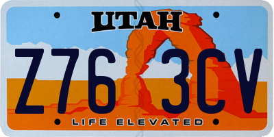 UT license plate Z763CV