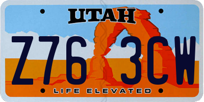 UT license plate Z763CW