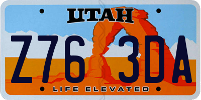 UT license plate Z763DA