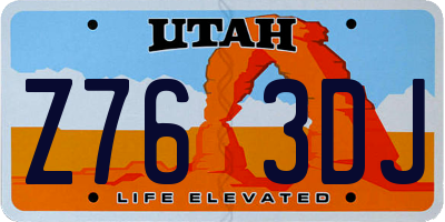 UT license plate Z763DJ