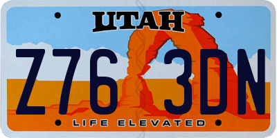 UT license plate Z763DN