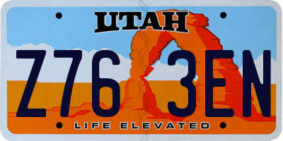 UT license plate Z763EN