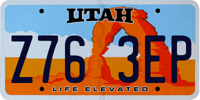 UT license plate Z763EP