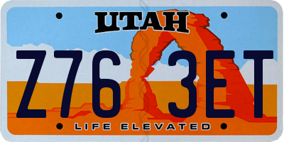 UT license plate Z763ET