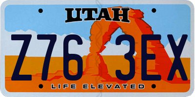 UT license plate Z763EX