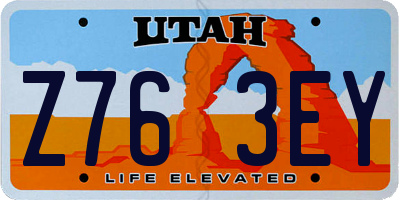 UT license plate Z763EY