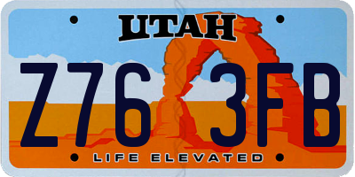 UT license plate Z763FB