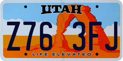 UT license plate Z763FJ