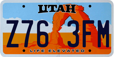 UT license plate Z763FM