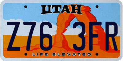 UT license plate Z763FR