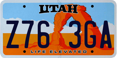 UT license plate Z763GA