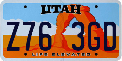 UT license plate Z763GD