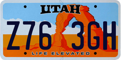 UT license plate Z763GH