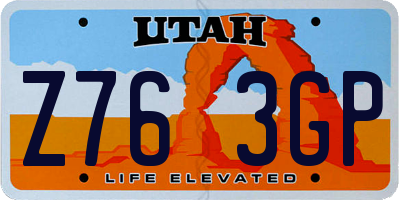 UT license plate Z763GP