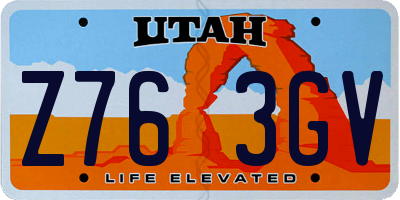UT license plate Z763GV