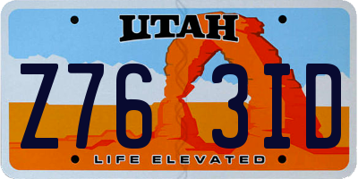 UT license plate Z763ID