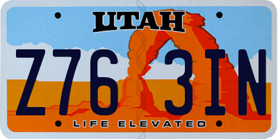UT license plate Z763IN