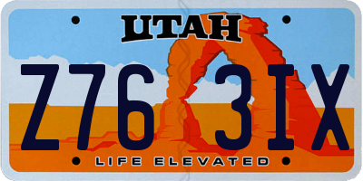 UT license plate Z763IX