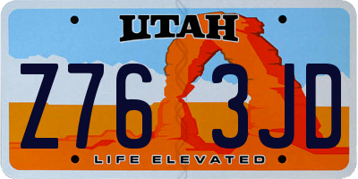 UT license plate Z763JD