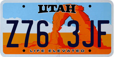 UT license plate Z763JF