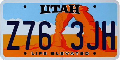 UT license plate Z763JH