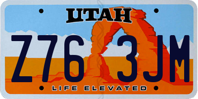 UT license plate Z763JM
