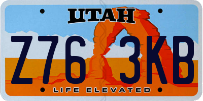 UT license plate Z763KB
