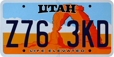 UT license plate Z763KD