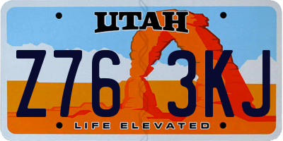 UT license plate Z763KJ