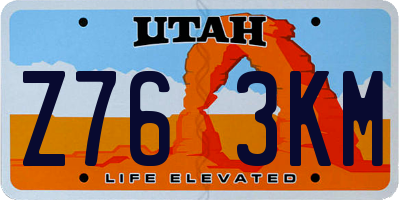 UT license plate Z763KM