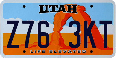 UT license plate Z763KT